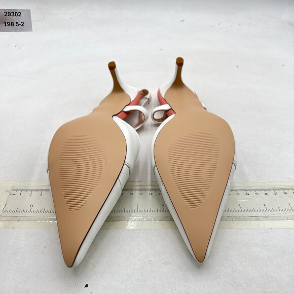 Wansseny White Pointed Toe Slingback Sandals Kitten Heel Slip On Ladies Shoes - Picture 7 of 8